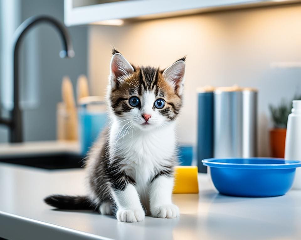 kitten in de keuken