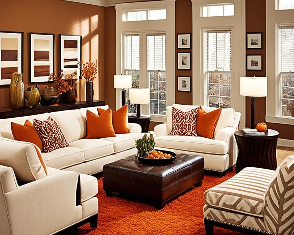 kleuren voor een gezellige grote woonkamer