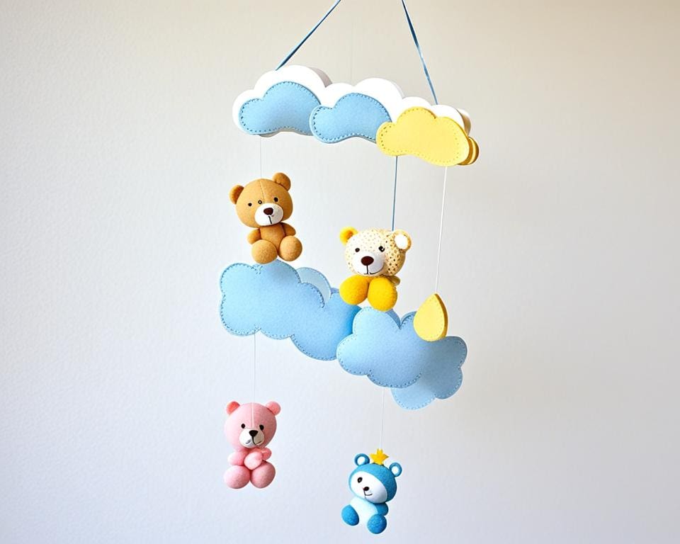 babymobiel met teddybeer en muziek