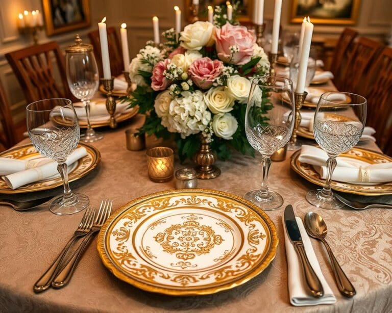 Luxe serviezen voor een gedekte tafel