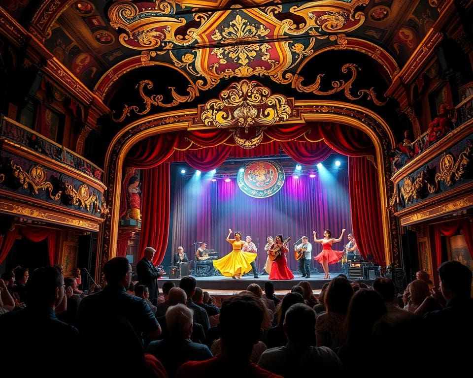 Theateroptreden in een uniek decor met livemuziek en dans