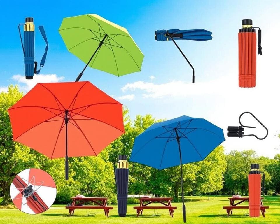 verschillende soorten opvouwbare parasols