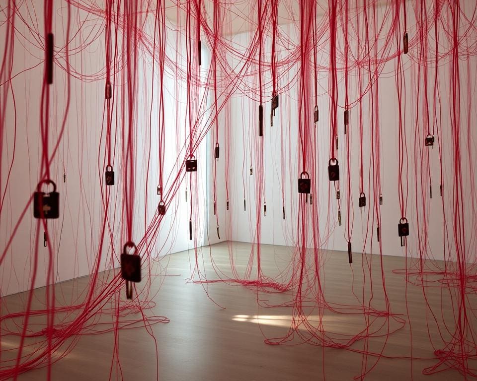 Chiharu Shiota - The Key in the Hand in dromerige installaties