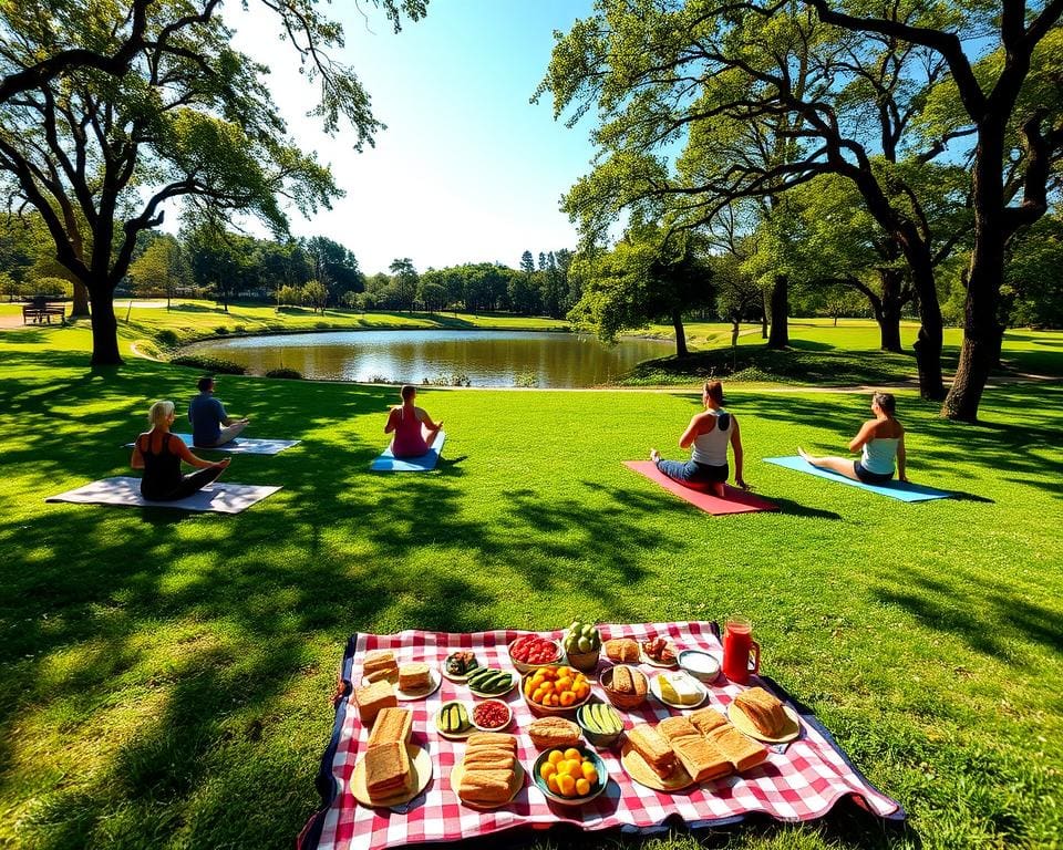 Parkmiddag met yoga, picknicks en meditatie in de open lucht