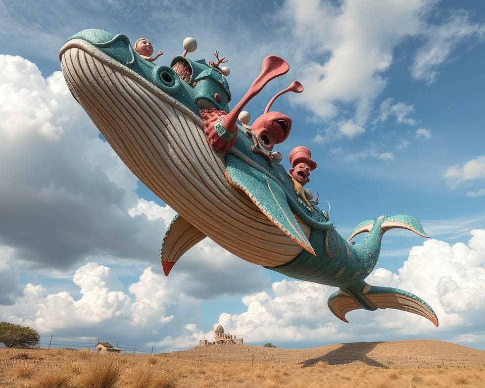 The Skywhale in surrealistische beeldhouwkunst