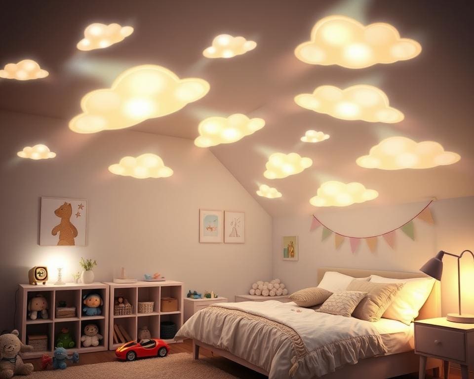 Kinderlampen met een speelse wolkenprojectie