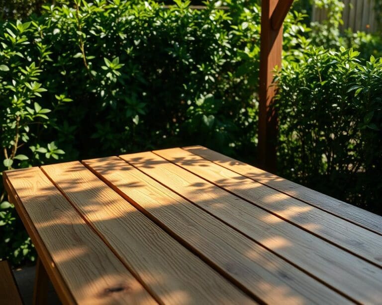 Hoe bescherm je een houten tuintafel tegen weersinvloeden?
