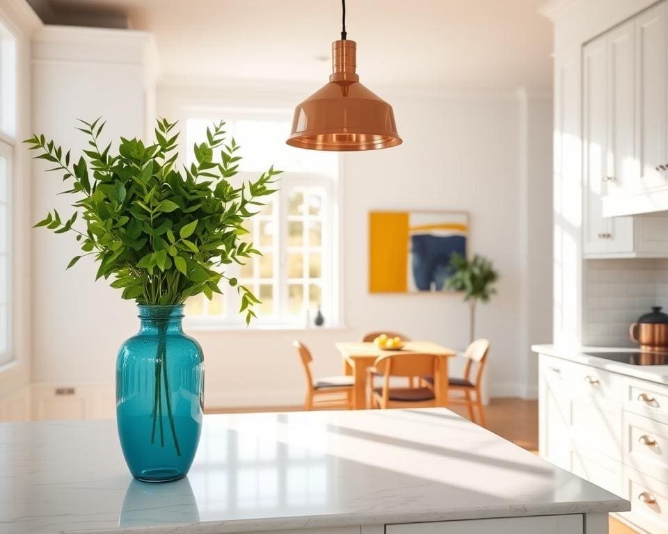 Wat zijn mooie accentkleuren voor een witte keuken?