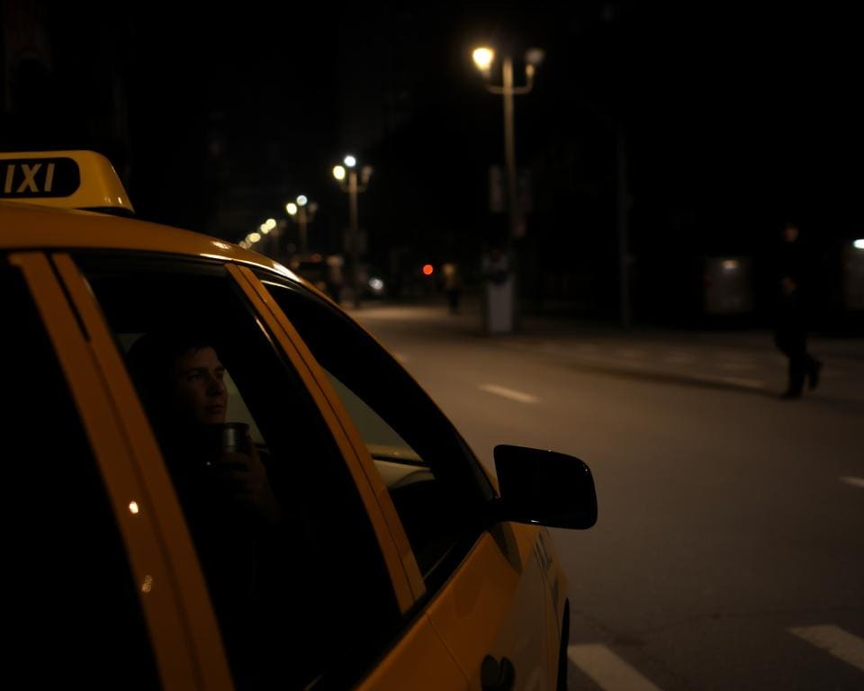 Wat doet een taxichauffeur tijdens een nachtdienst?
