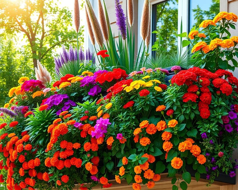 zomerbloemen en meerjarige planten voor kleurrijk balkon