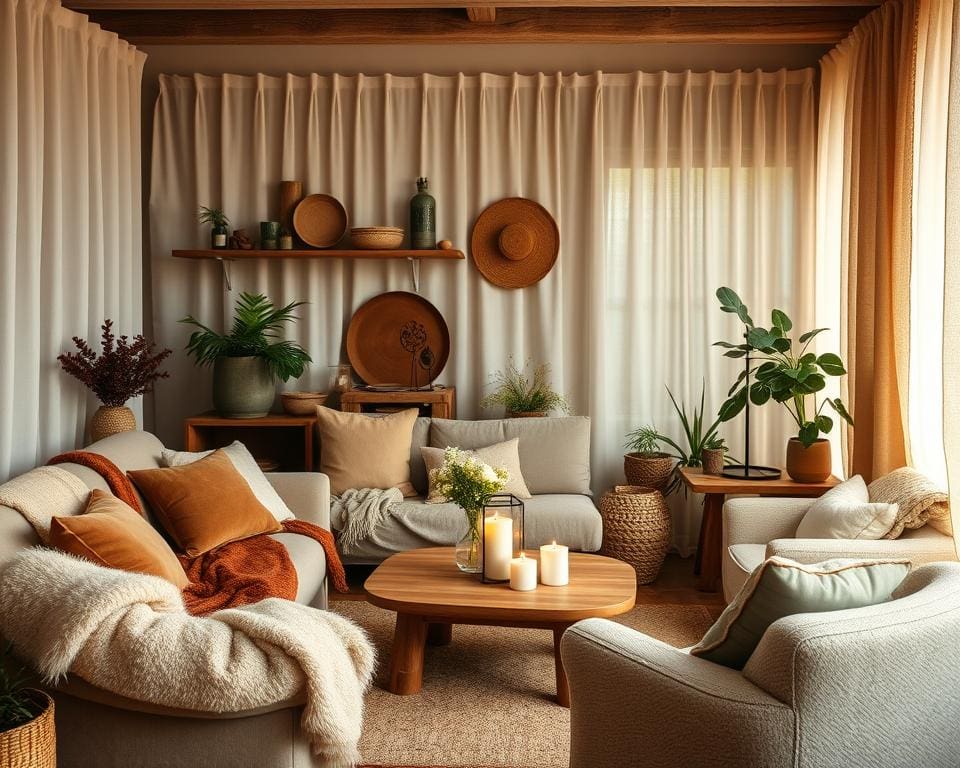 Welke materialen geven je woonkamer een warme sfeer?