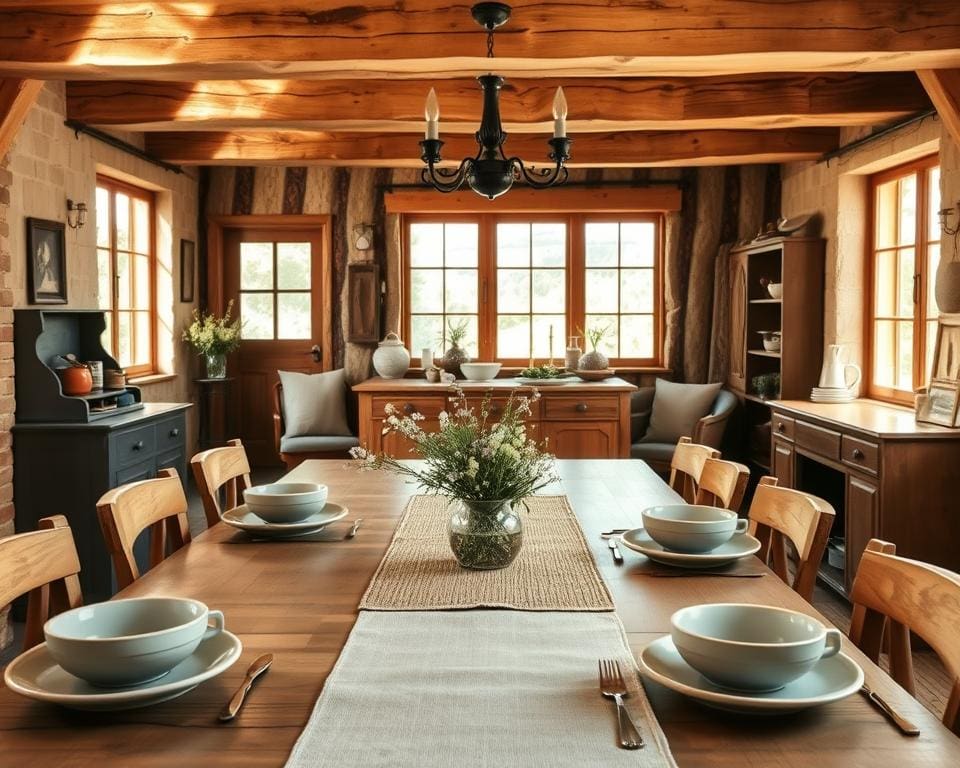 Hoe geef je je eetkamer een landelijke uitstraling?