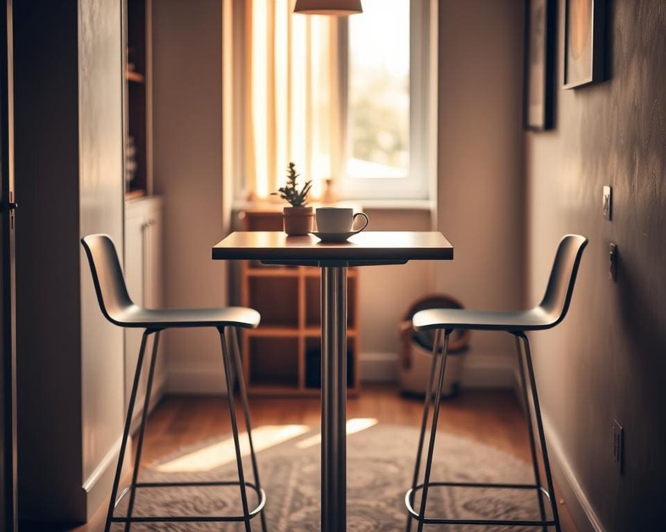 Hoe past een smalle bartafel in kleinere ruimtes?