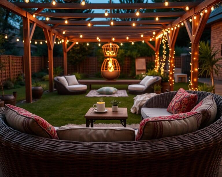 Hoe richt je een gezellige zithoek buiten in?