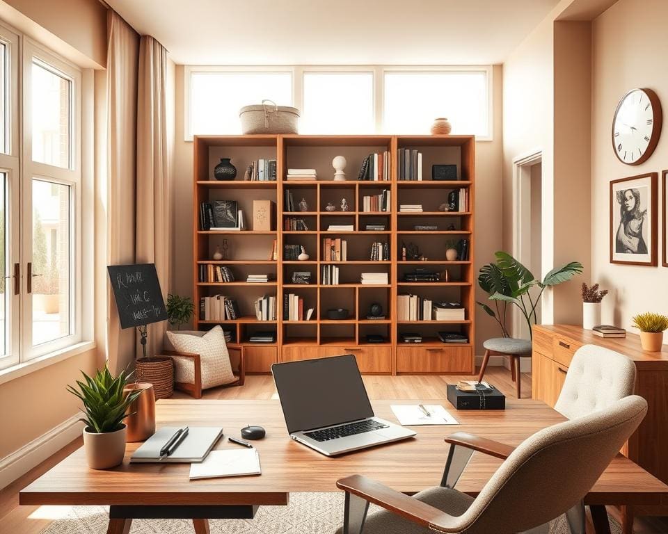 Hoe richt je een werkkamer warm maar strak in?