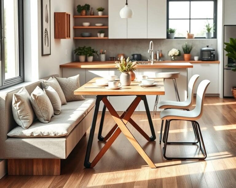 Waarom werkt een bankje aan tafel ruimtebesparend?