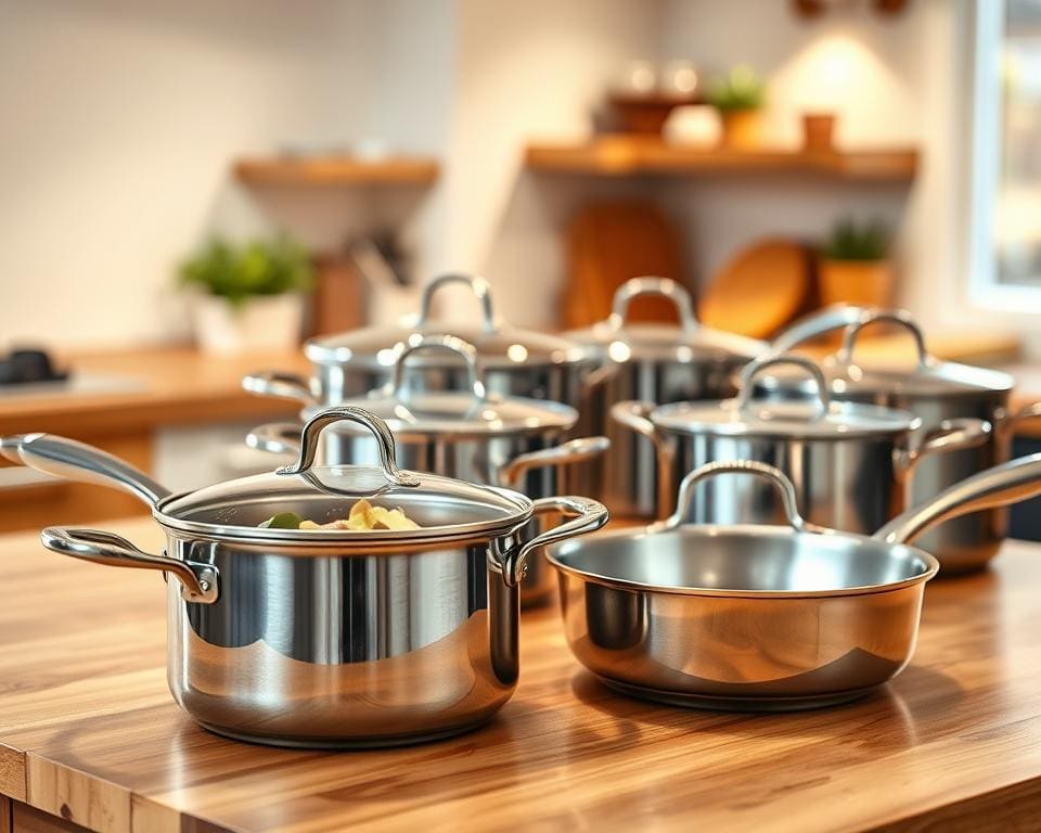 roestvrijstalen pannenset